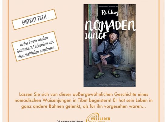 Lesung aus dem Buch Nomadenjunge am 28. Februar in Hofheim