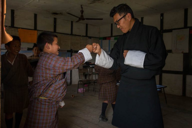 Begrüßung Klassenzimmer Spenden für Bhutan
